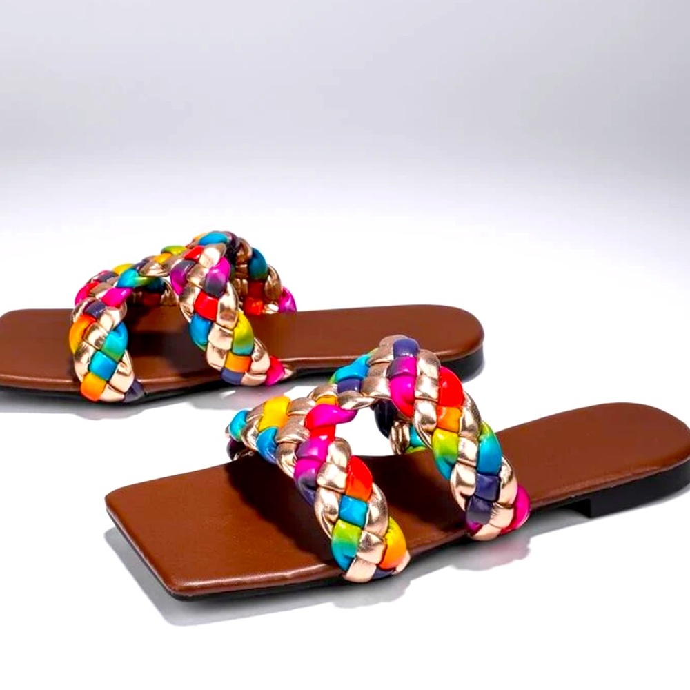 Braided multicolored sandals